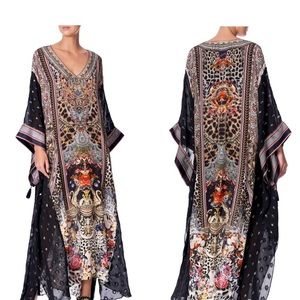 Camilla printed kaftan with sheer sleeves Marais At Midnight